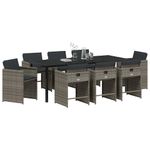 Casa si Gradina - Gradina si terasa - Mobilier exterior - Scaune si sezlonguri gradina - Set de masa pentru gradina 9 pcs Gri poliratan - Infinity.ro