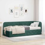 Casa si Gradina - Mobilier - Paturi si accesorii - Paturi - Cadru de pat coltar cu saltea Verde inchis 80 x 200 cm Catifea - Infinity.ro