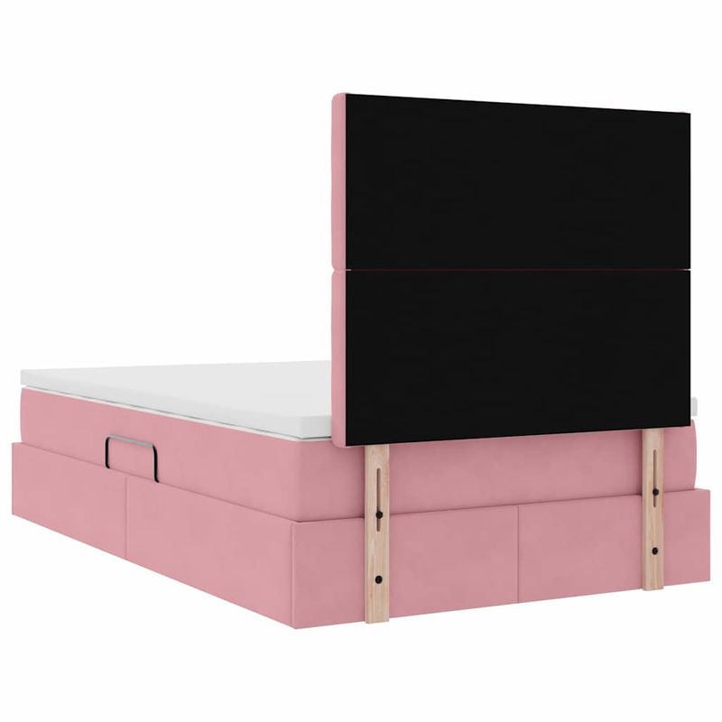 Casa si Gradina - Mobilier - Paturi si accesorii - Paturi - Pat cu saltea si LED cu saltea Roz 120 x 200 cm Catifea - Infinity.ro