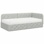 Casa si Gradina - Mobilier - Paturi si accesorii - Paturi - Cadru de pat coltar cu saltea Gri deschis 100 x 200 cm Catifea - Infinity.ro