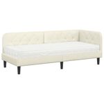 Casa si Gradina - Mobilier - Paturi si accesorii - Paturi - Cadru de pat coltar cu saltea Crem 80 x 200 cm Catifea - Infinity.ro