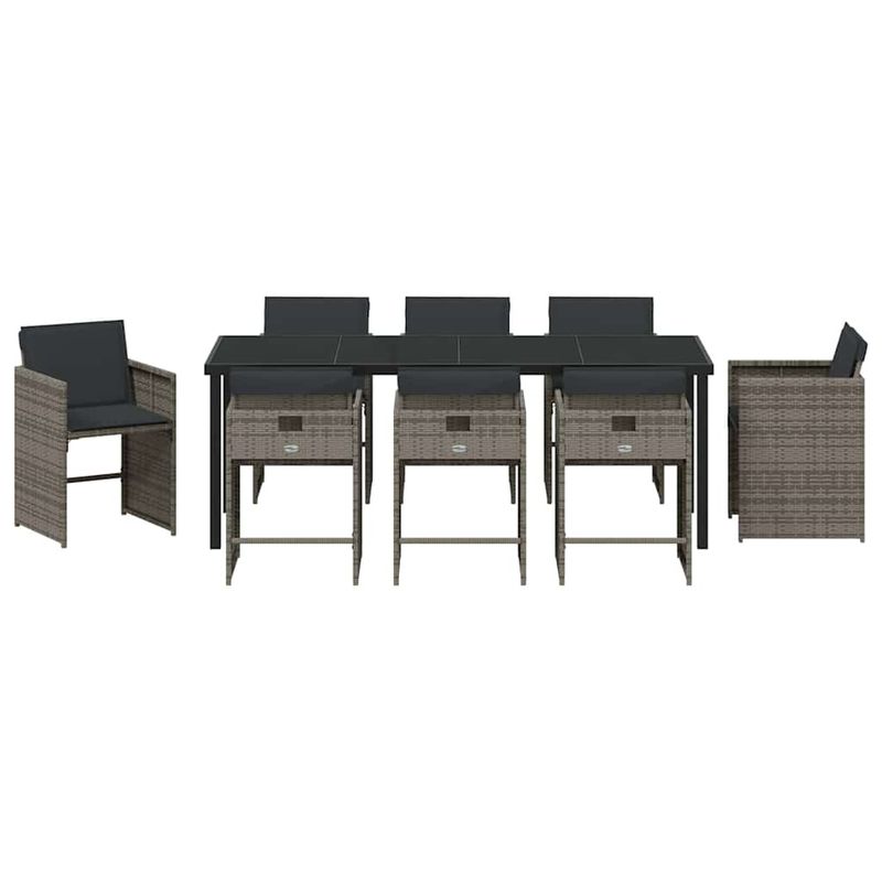 Casa si Gradina - Gradina si terasa - Mobilier exterior - Scaune si sezlonguri gradina - Set de masa pentru gradina 9 pcs Gri poliratan - Infinity.ro
