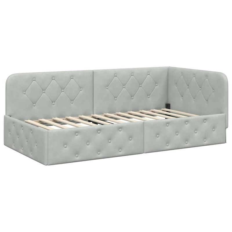 Casa si Gradina - Mobilier - Paturi si accesorii - Paturi - Cadru de pat coltar cu saltea Gri deschis 100 x 200 cm Catifea - Infinity.ro