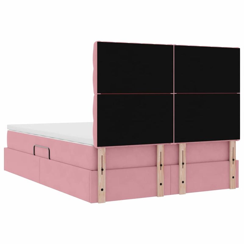 Casa si Gradina - Mobilier - Paturi si accesorii - Paturi - Pat cu saltea si LED cu saltea Roz 140 x 190 cm Catifea - Infinity.ro