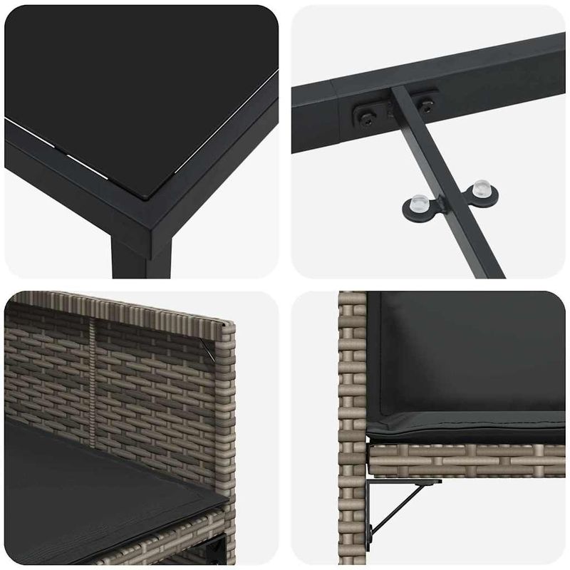 Casa si Gradina - Gradina si terasa - Mobilier exterior - Scaune si sezlonguri gradina - Set de masa pentru gradina 9 pcs Gri poliratan - Infinity.ro