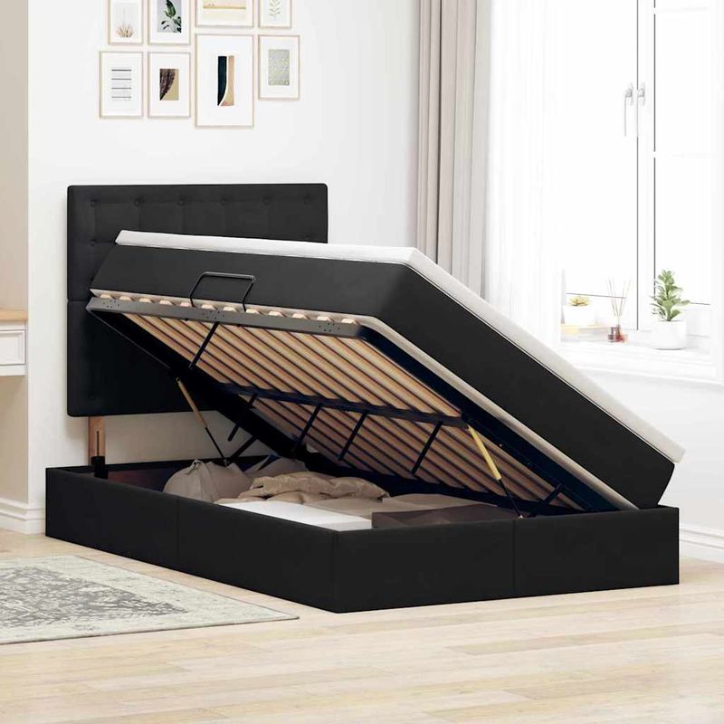 Casa si Gradina - Mobilier - Paturi si accesorii - Paturi - Pat cu saltea si LED cu saltea Negru 120 x 190 cm Catifea - Infinity.ro