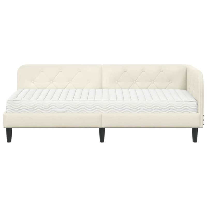 Casa si Gradina - Mobilier - Paturi si accesorii - Paturi - Cadru de pat coltar cu saltea Crem 80 x 200 cm Catifea - Infinity.ro