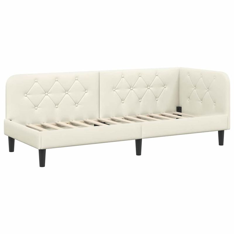 Casa si Gradina - Mobilier - Paturi si accesorii - Paturi - Cadru de pat coltar cu saltea Crem 80 x 200 cm Catifea - Infinity.ro