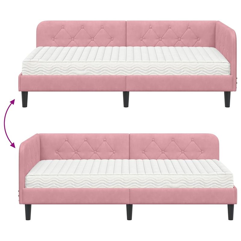 Casa si Gradina - Mobilier - Paturi si accesorii - Paturi - Cadru de pat coltar cu saltea Roz 90 x 190 cm Catifea - Infinity.ro