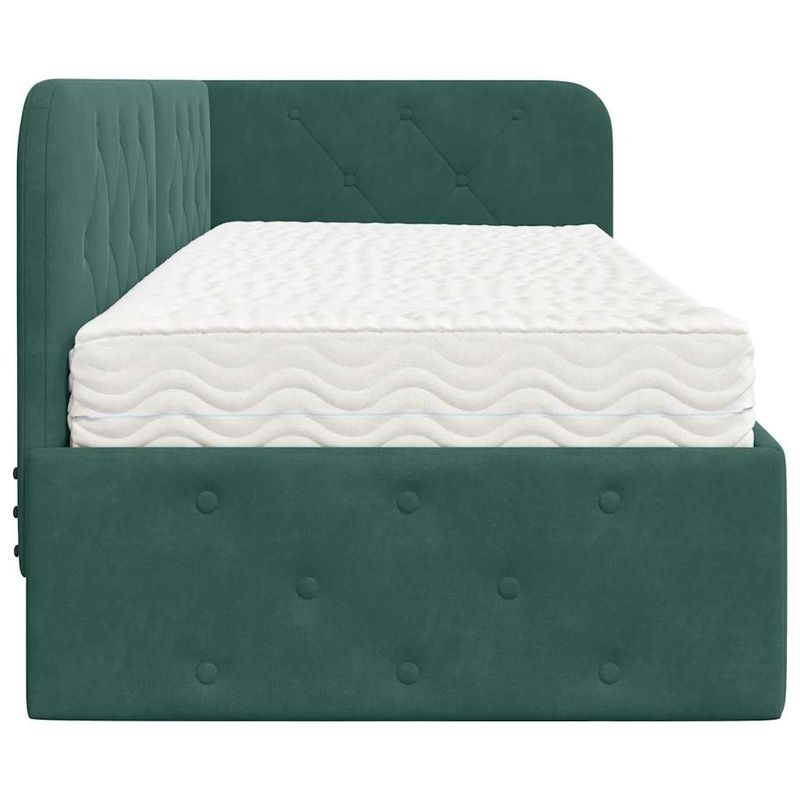 Casa si Gradina - Mobilier - Paturi si accesorii - Paturi - Cadru de pat coltar cu saltea Verde inchis 80 x 200 cm Catifea - Infinity.ro