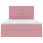 Casa si Gradina - Mobilier - Paturi si accesorii - Paturi - Pat cu saltea si LED cu saltea Roz 140 x 190 cm Catifea - Infinity.ro