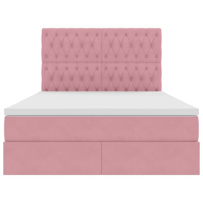 Casa si Gradina - Mobilier - Paturi si accesorii - Paturi - Pat cu saltea si LED cu saltea Roz 140 x 190 cm Catifea - Infinity.ro
