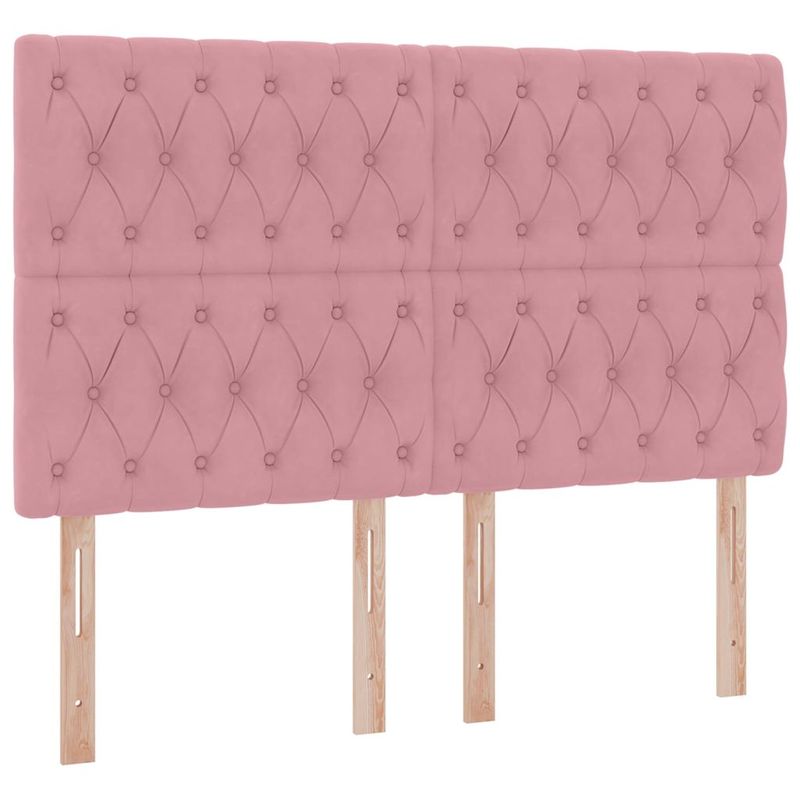 Casa si Gradina - Mobilier - Paturi si accesorii - Paturi - Pat cu saltea si LED cu saltea Roz 140 x 190 cm Catifea - Infinity.ro