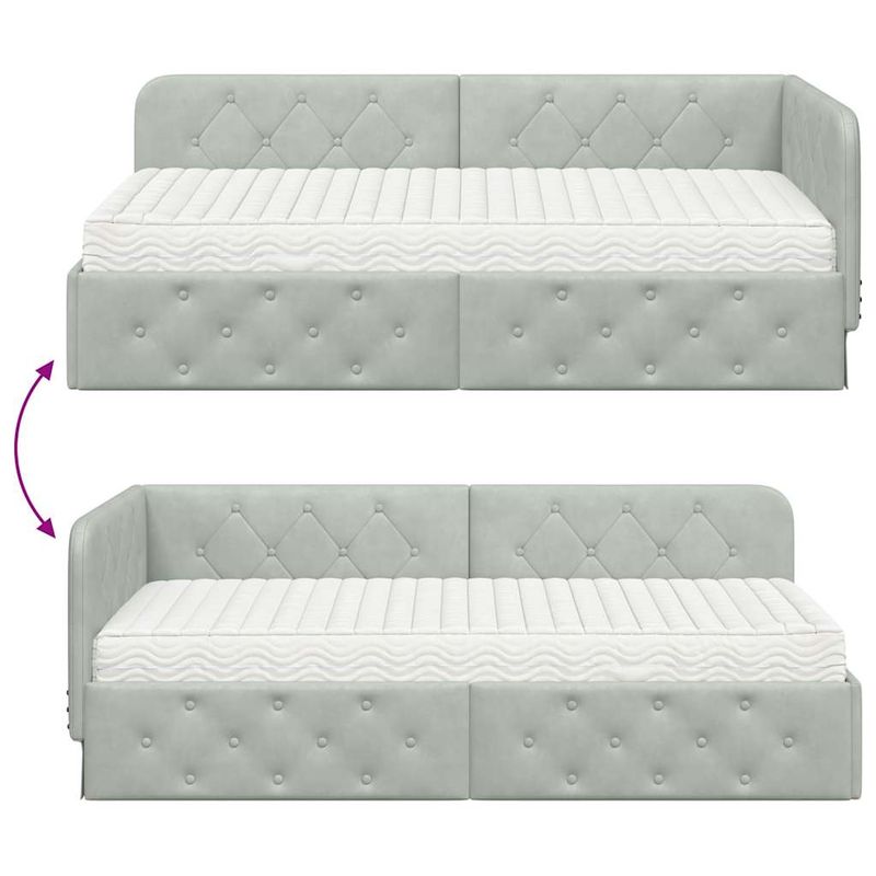 Casa si Gradina - Mobilier - Paturi si accesorii - Paturi - Cadru de pat coltar cu saltea Gri deschis 100 x 200 cm Catifea - Infinity.ro