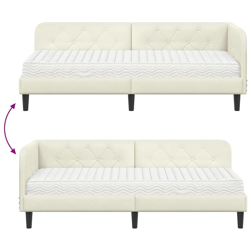 Casa si Gradina - Mobilier - Paturi si accesorii - Paturi - Cadru de pat coltar cu saltea Crem 80 x 200 cm Catifea - Infinity.ro
