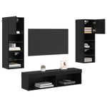 Casa si Gradina - Mobilier - Seturi de mobilier - Seturi living - Unitate TV de Perete Pe perete 6 pcs Stejar Negru Lemn compozit - Infinity.ro