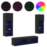 Casa si Gradina - Mobilier - Seturi de mobilier - Seturi living - Unitate TV de Perete Pe perete 6 pcs Stejar Negru Lemn compozit - Infinity.ro