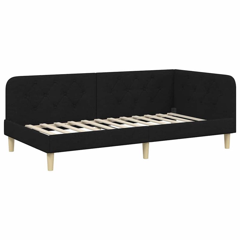 Casa si Gradina - Mobilier - Paturi si accesorii - Paturi - Cadru de pat coltar cu saltea Negru 100 x 200 cm tesatura - Infinity.ro