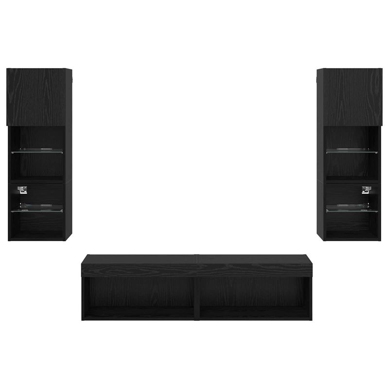 Casa si Gradina - Mobilier - Seturi de mobilier - Seturi living - Unitate TV de Perete Pe perete 6 pcs Stejar Negru Lemn compozit - Infinity.ro