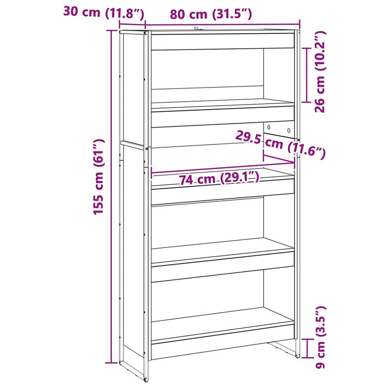 Casa si Gradina - Mobilier - Biblioteci si rafturi - Biblioteci - Dulap pentru carti 2 pcs Gri Sonoma 80 x 30 x 155 cm - Infinity.ro