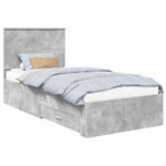 Casa si Gradina - Mobilier - Paturi si accesorii - Paturi - Cadru de pat Gri beton si argintiu 75 x 190 cm Lemn compozit - Infinity.ro