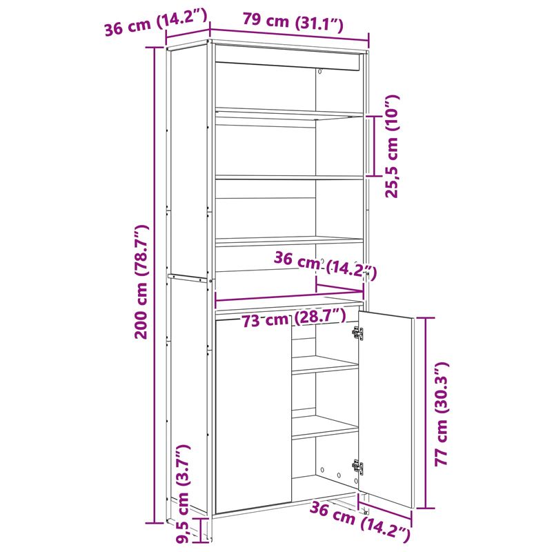 Casa si Gradina - Mobilier - Comode si corpuri - Corpuri bucatarie - Dulapuri Inalte 2 pcs Stejar artizanal 60 x 36 x 300 cm - Infinity.ro