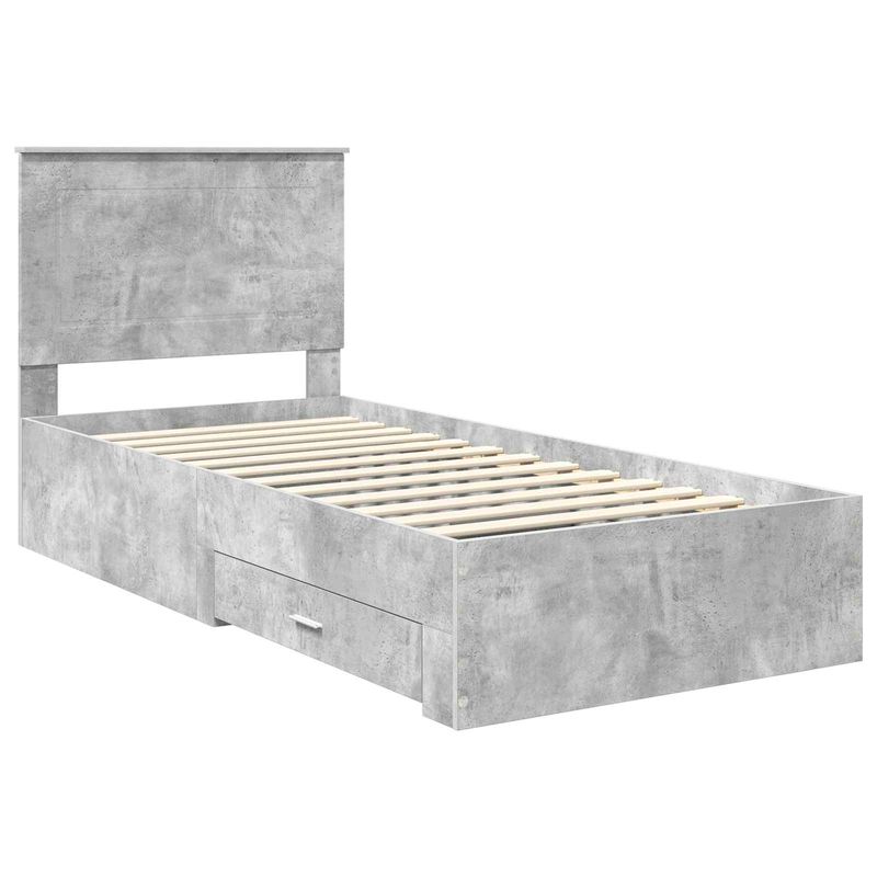 Casa si Gradina - Mobilier - Paturi si accesorii - Paturi - Cadru de pat Gri beton si argintiu 75 x 190 cm Lemn compozit - Infinity.ro