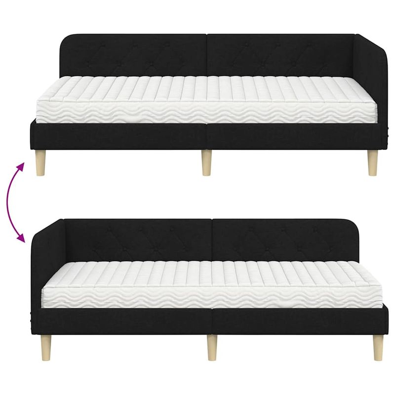 Casa si Gradina - Mobilier - Paturi si accesorii - Paturi - Cadru de pat coltar cu saltea Negru 100 x 200 cm tesatura - Infinity.ro