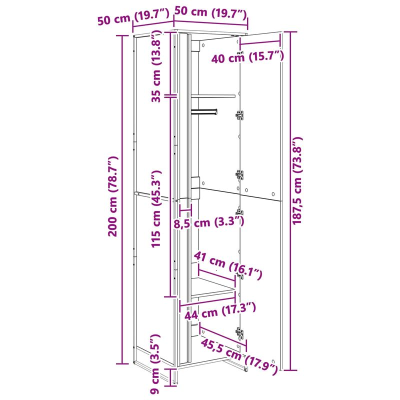 Casa si Gradina - Mobilier - Dulapuri si sifoniere - Dulapuri - Dressing cu usa 2 pcs Lemn Vechi 50 x 50 x 200 cm Lemn compozit - Infinity.ro