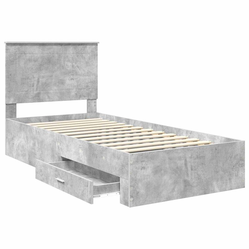 Casa si Gradina - Mobilier - Paturi si accesorii - Paturi - Cadru de pat Gri beton si argintiu 75 x 190 cm Lemn compozit - Infinity.ro