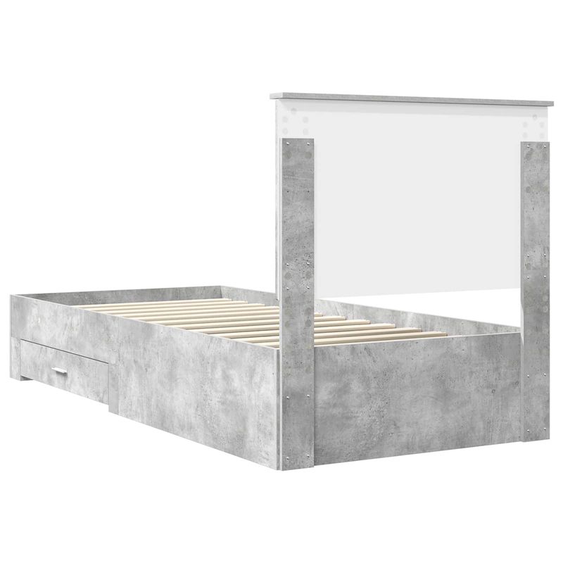 Casa si Gradina - Mobilier - Paturi si accesorii - Paturi - Cadru de pat Gri beton si argintiu 75 x 190 cm Lemn compozit - Infinity.ro