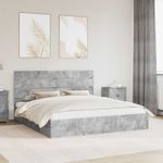 Casa si Gradina - Mobilier - Paturi si accesorii - Paturi - Pat cu storage Gri din beton 200 x 200 cm Lemn compozit - Infinity.ro