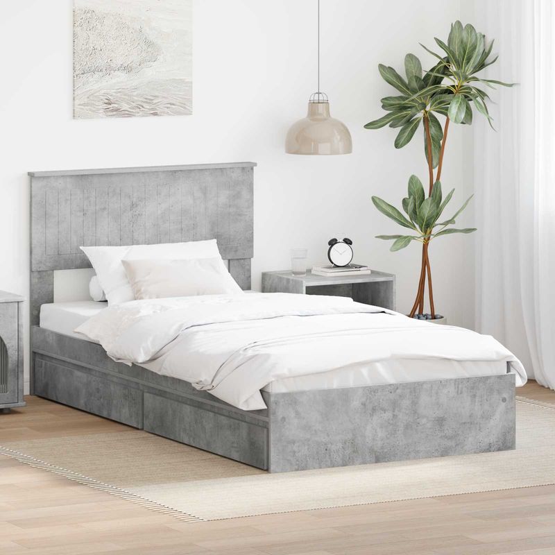 Casa si Gradina - Mobilier - Paturi si accesorii - Paturi - Pat cu storage Gri din beton 100 x 200 cm Lemn compozit - Infinity.ro