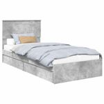 Casa si Gradina - Mobilier - Paturi si accesorii - Paturi - Pat cu storage Gri din beton 90 x 190 cm Lemn compozit - Infinity.ro