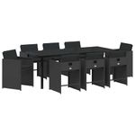 Casa si Gradina - Gradina si terasa - Mobilier exterior - Scaune si sezlonguri gradina - Set de masa pentru gradina 9 pcs Negru poliratan - Infinity.ro