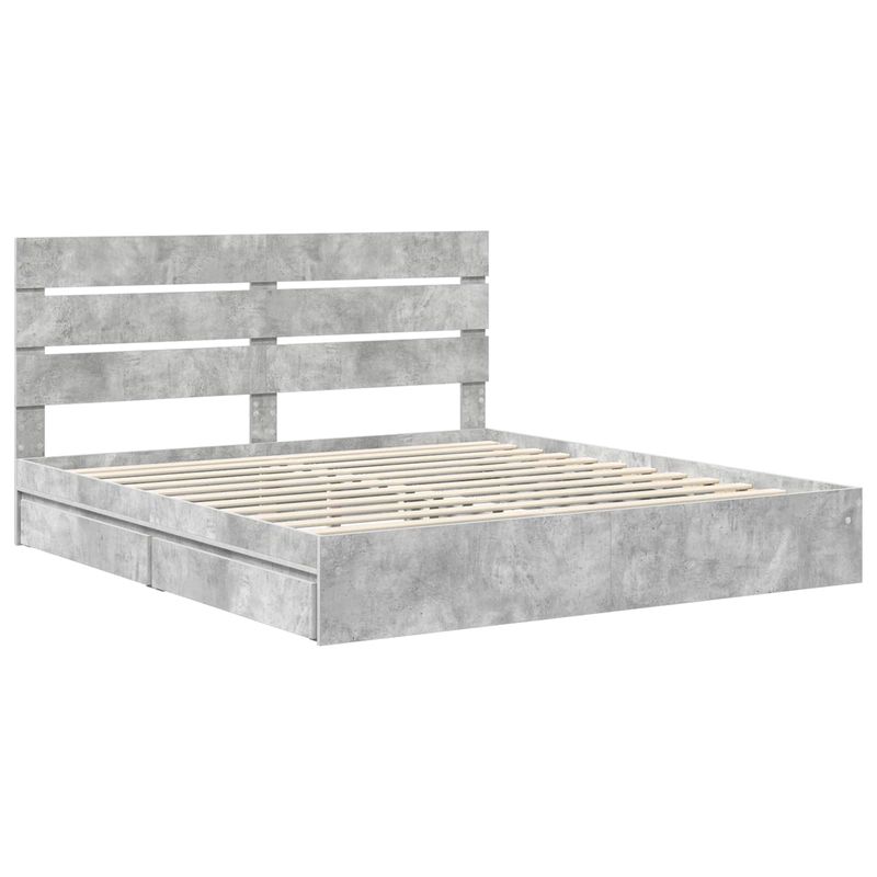 Casa si Gradina - Mobilier - Paturi si accesorii - Paturi - Pat cu storage Gri din beton 200 x 200 cm Lemn compozit - Infinity.ro