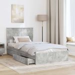 Casa si Gradina - Mobilier - Paturi si accesorii - Paturi - Pat cu storage Gri din beton 100 x 200 cm Lemn compozit - Infinity.ro