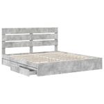 Casa si Gradina - Mobilier - Paturi si accesorii - Paturi - Pat cu storage Gri din beton 200 x 200 cm Lemn compozit - Infinity.ro