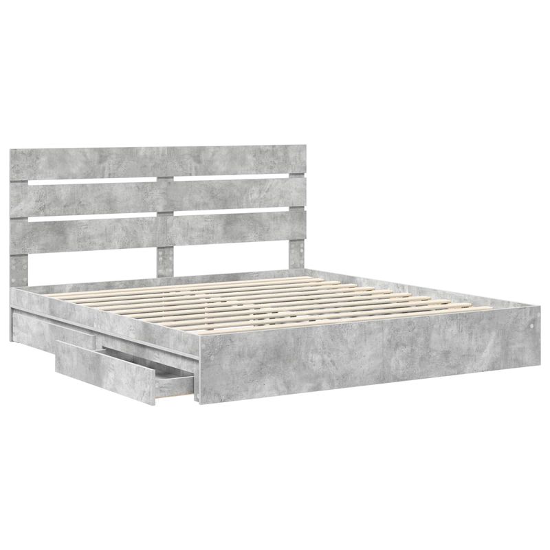 Casa si Gradina - Mobilier - Paturi si accesorii - Paturi - Pat cu storage Gri din beton 200 x 200 cm Lemn compozit - Infinity.ro