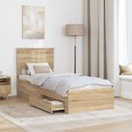 Casa si Gradina - Mobilier - Paturi si accesorii - Paturi - Cadru de pat Sonoma si argintiu 75 x 190 cm Lemn compozit - Infinity.ro