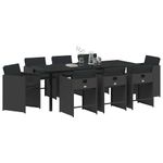Casa si Gradina - Gradina si terasa - Mobilier exterior - Scaune si sezlonguri gradina - Set de masa pentru gradina 9 pcs Negru poliratan - Infinity.ro