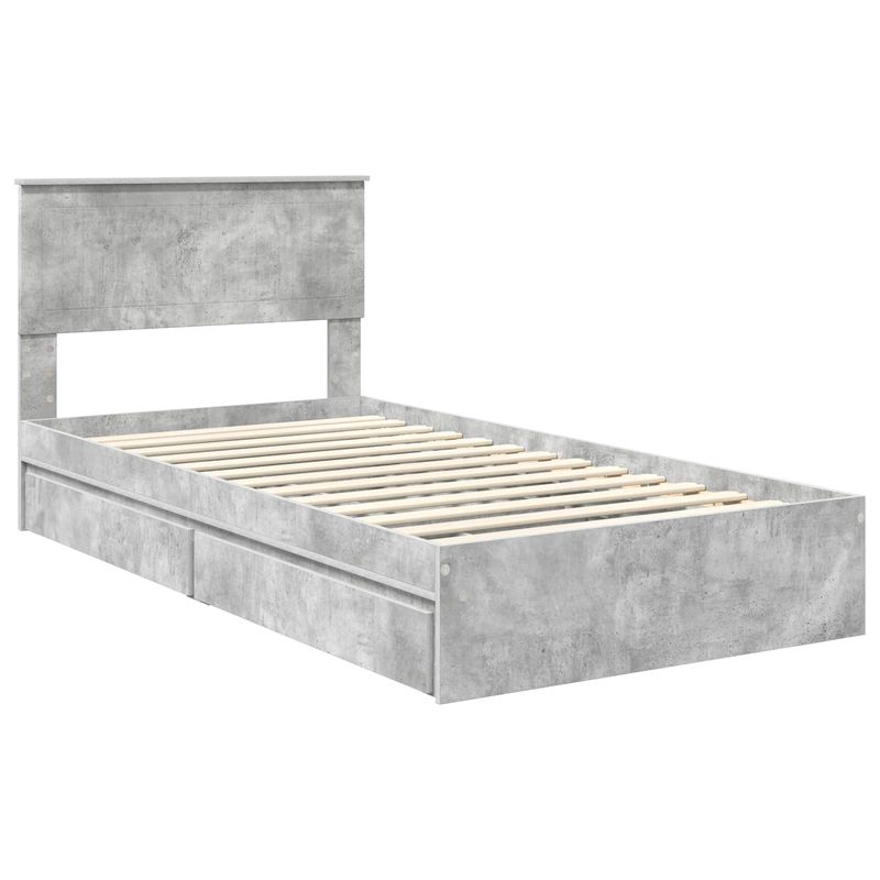 Casa si Gradina - Mobilier - Paturi si accesorii - Paturi - Pat cu storage Gri din beton 100 x 200 cm Lemn compozit - Infinity.ro