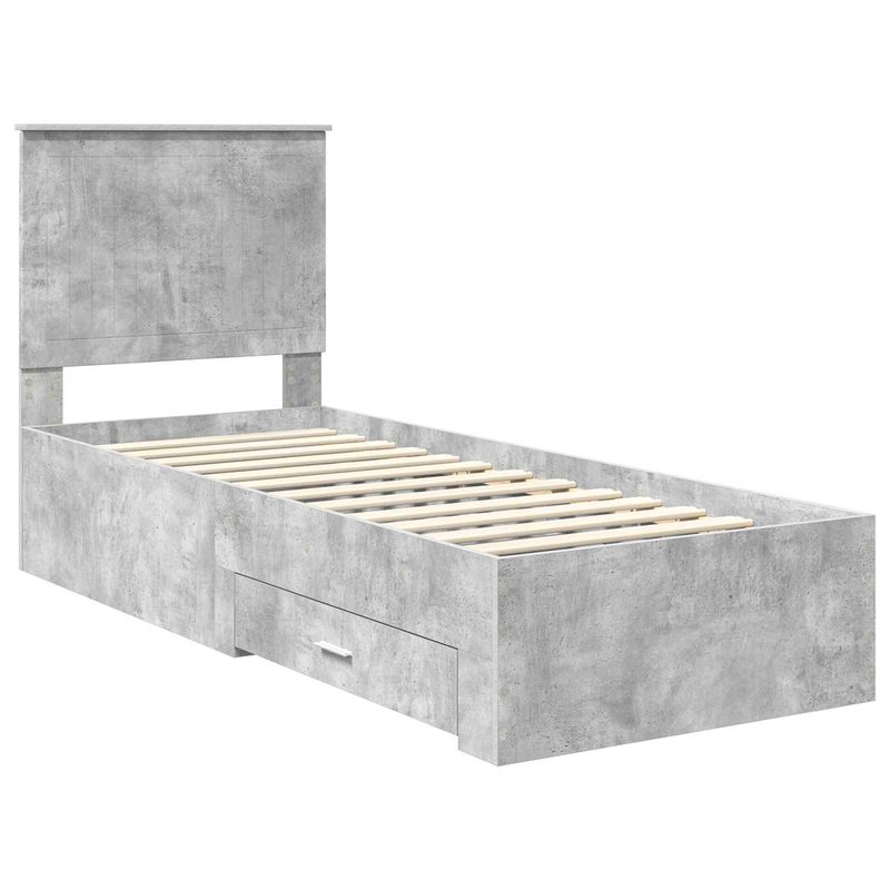 Casa si Gradina - Mobilier - Paturi si accesorii - Paturi - Cadru de pat Gri beton si argintiu 75 x 190 cm Lemn compozit - Infinity.ro
