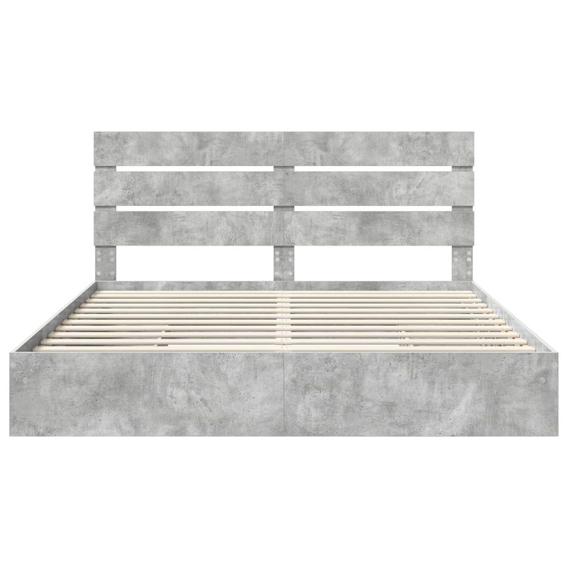 Casa si Gradina - Mobilier - Paturi si accesorii - Paturi - Pat cu storage Gri din beton 200 x 200 cm Lemn compozit - Infinity.ro