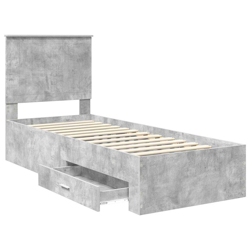 Casa si Gradina - Mobilier - Paturi si accesorii - Paturi - Cadru de pat Gri beton si argintiu 75 x 190 cm Lemn compozit - Infinity.ro