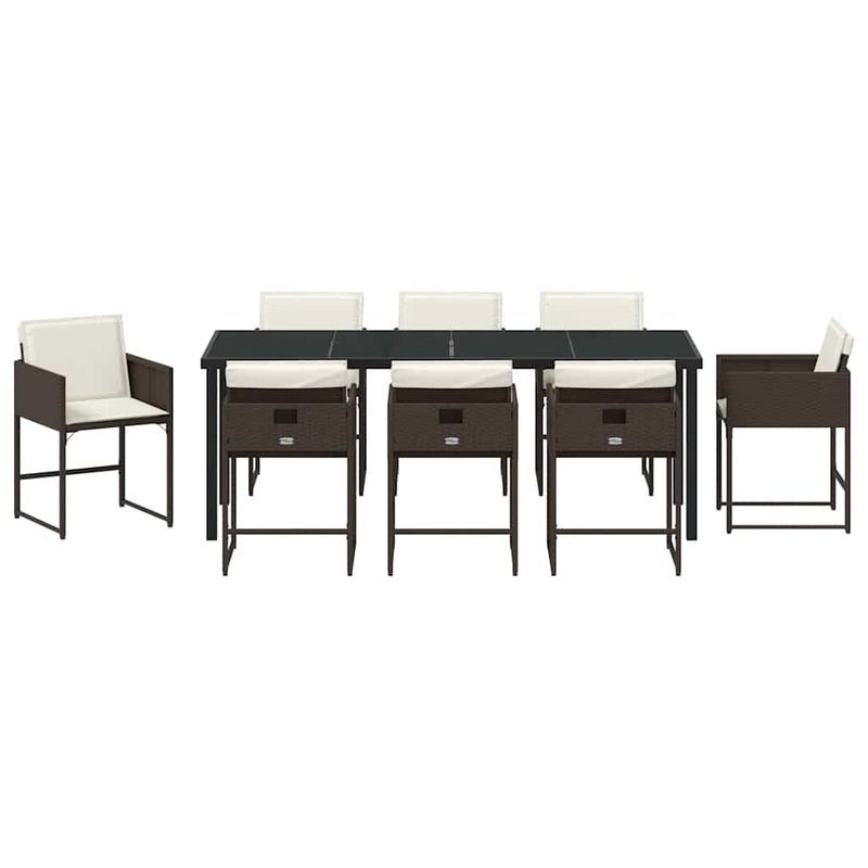 Casa si Gradina - Gradina si terasa - Mobilier exterior - Scaune si sezlonguri gradina - Set de masa pentru gradina 9 pcs Maro poliratan - Infinity.ro