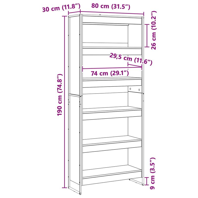 Casa si Gradina - Mobilier - Biblioteci si rafturi - Biblioteci - Dulap pentru carti 2 pcs Stejar artizanal 80 x 30 x 155 cm - Infinity.ro