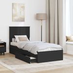 Casa si Gradina - Mobilier - Paturi si accesorii - Paturi - Pat cu storage cu headboard Negru 75 x 190 cm Lemn compozit - Infinity.ro
