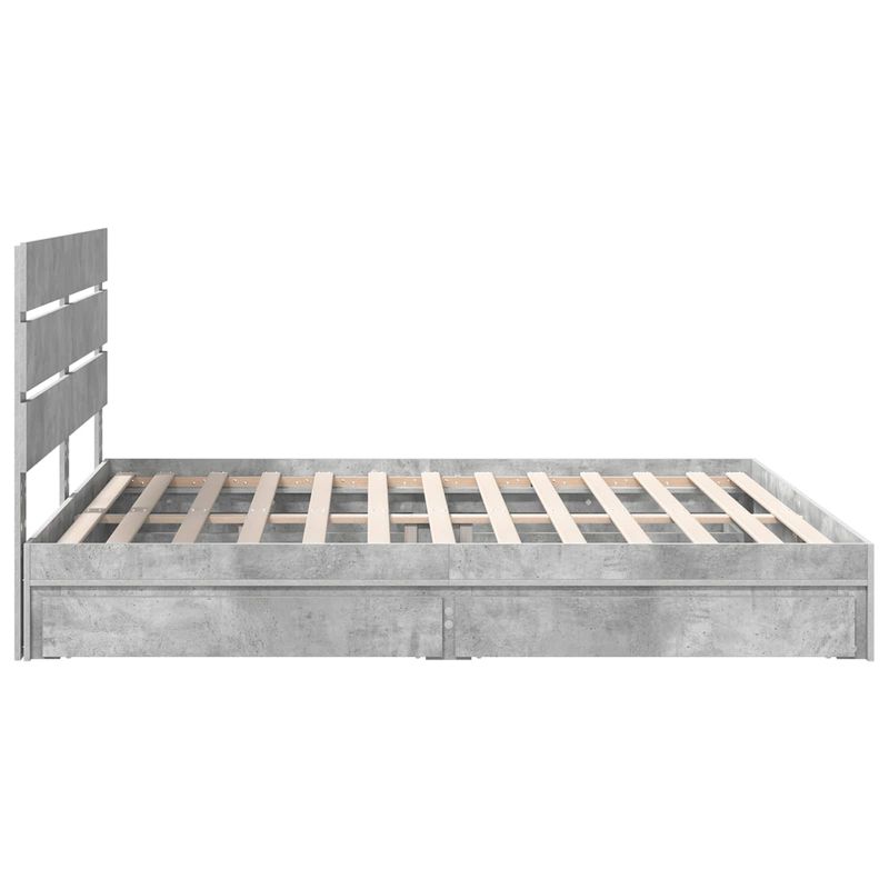 Casa si Gradina - Mobilier - Paturi si accesorii - Paturi - Pat cu storage Gri din beton 200 x 200 cm Lemn compozit - Infinity.ro