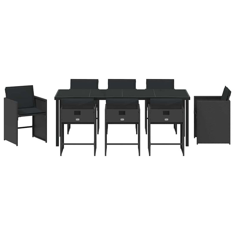 Casa si Gradina - Gradina si terasa - Mobilier exterior - Scaune si sezlonguri gradina - Set de masa pentru gradina 9 pcs Negru poliratan - Infinity.ro